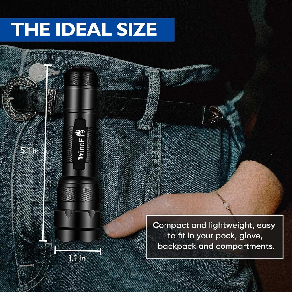 WINDFRIE LED Tactical Flashlights - 2 Pack Bright EDC Handheld Lights | Water-Resistant Portable Design