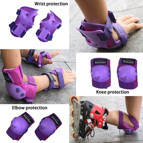 BOSONER Kids Protective Gear Set - Knee Pads, Elbow Pads & Wrist Guards for Ages 3-15 | Ideal for Roller Skating, BMX & More