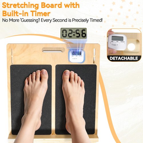 Extra Large Adjustable Wooden Slant Board - 15.7x20 Inches Calf Stretcher for Plantar Fasciitis & Ankle Rehab, Anti-Slip (220 LBS Capacity)