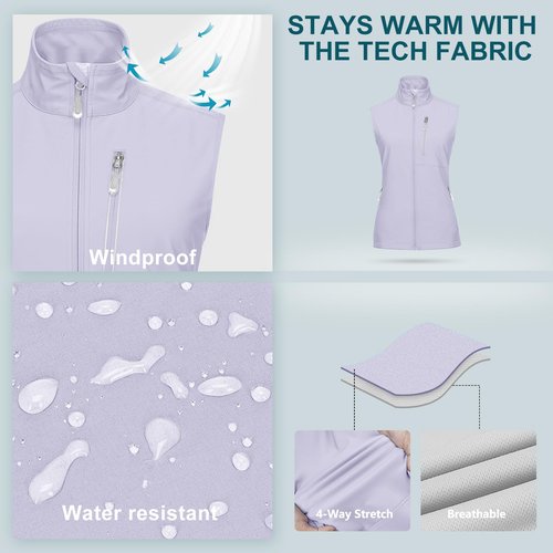 33,000ft Women's Lightweight Running Vest Outerwear with Pockets, Windproof Sleeveless Jacket for Golf Hiking Travel