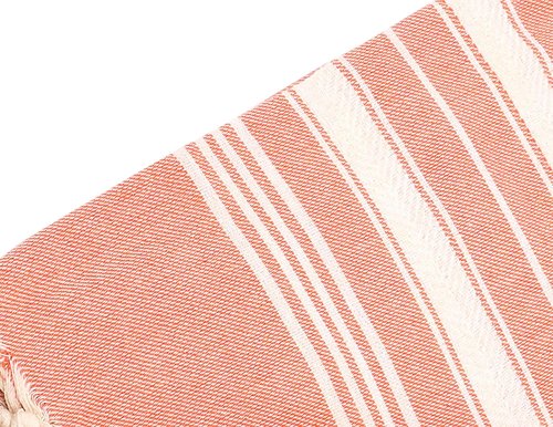 Bazaar Anatolia Turkish Beach Towel - Oversized 100% Cotton, Quick Dry & Sand Free | 71x39 Inches - Stripe Orange