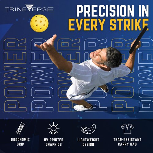 TRINEVERSE PowerBall - T300 Carbon Fiber Pickleball Paddles Set of 2 - Honeycomb Core - 15.7x7.8 inch -7oz - Pickleball Racket - Includes accesories