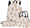Corgi Cute 3PCS Backpack Set - Lightweight 17 Inch Bookpack for Teens | Includes Lunch Box & Pencil Case