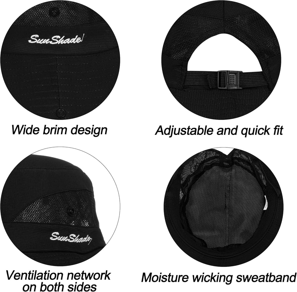 Skiennix Women's UV Protection Wide-Brim Sun Hat - Foldable Beach & Fishing Hat with Ponytail Hole