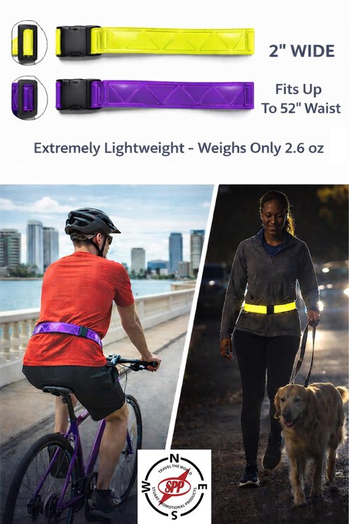 Stuart Promotional Products White Reflective Running Belt with High Visibility for Safety - Adjustable Reflective Belt for Running, Walking, Cycling - Lightweight, Comfortable Fit for Men & Women