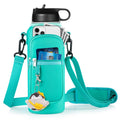 RRegeny Water Bottle Holder with Strap for Hydroflask 32oz 40oz, Carrier Sling Bag with Phone Pocket Water Bottle Sleeve for Men Women Hiking Camping Travelling（Green 32oz）