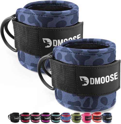 DMoose Fitness Ankle Straps for Cable Machines - Premium Padded Glute Kickback Straps for All Sizes | Ideal for Gym Workouts