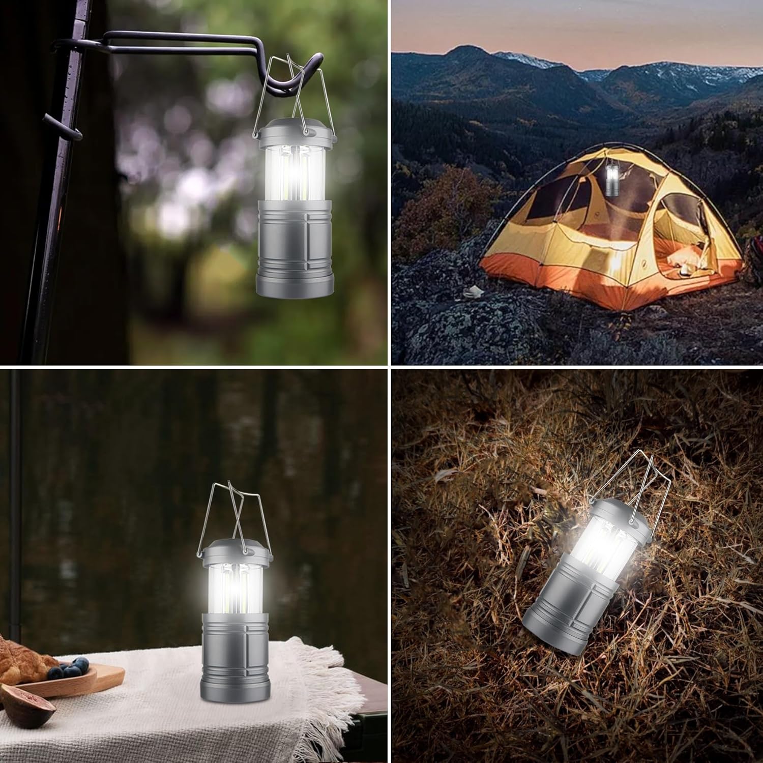 Skiennix LED Camping Lantern - Battery Powered Emergency Light for Camping | 4-Pack