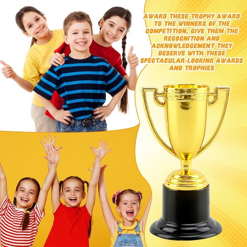 Mini Trophies - 8 Pcs 6-Inch Plastic Gold Trophy Cups for Kids Sports Tournaments & Party Favors