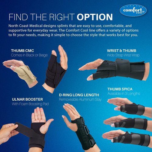 Comfort Cool Thumb CMC Restriction Splint, Provides Direct Support For The Thumb CMC Joint While Allowing Full Finger Function, Right Hand, Medium Plus