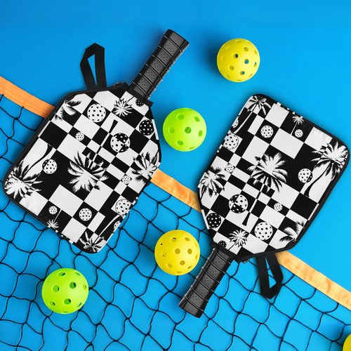 Pickleball Paddle Cover with Handle - Shock Absorbing Paddle Case with Mesh Pocket Zipper Closure Universal 12.60 × 9.84 in Paddle Protection Accessories for Women Men (Black)