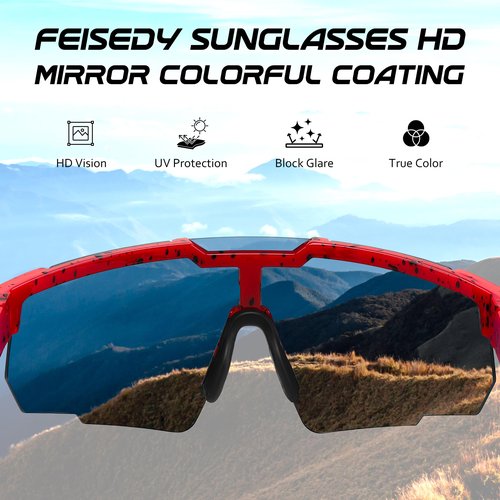 FEISEDY Cycling Sunglasses for Men Women, Sport Sunglasses for Baseball Softball Running Fishing Golf UV400 B0167