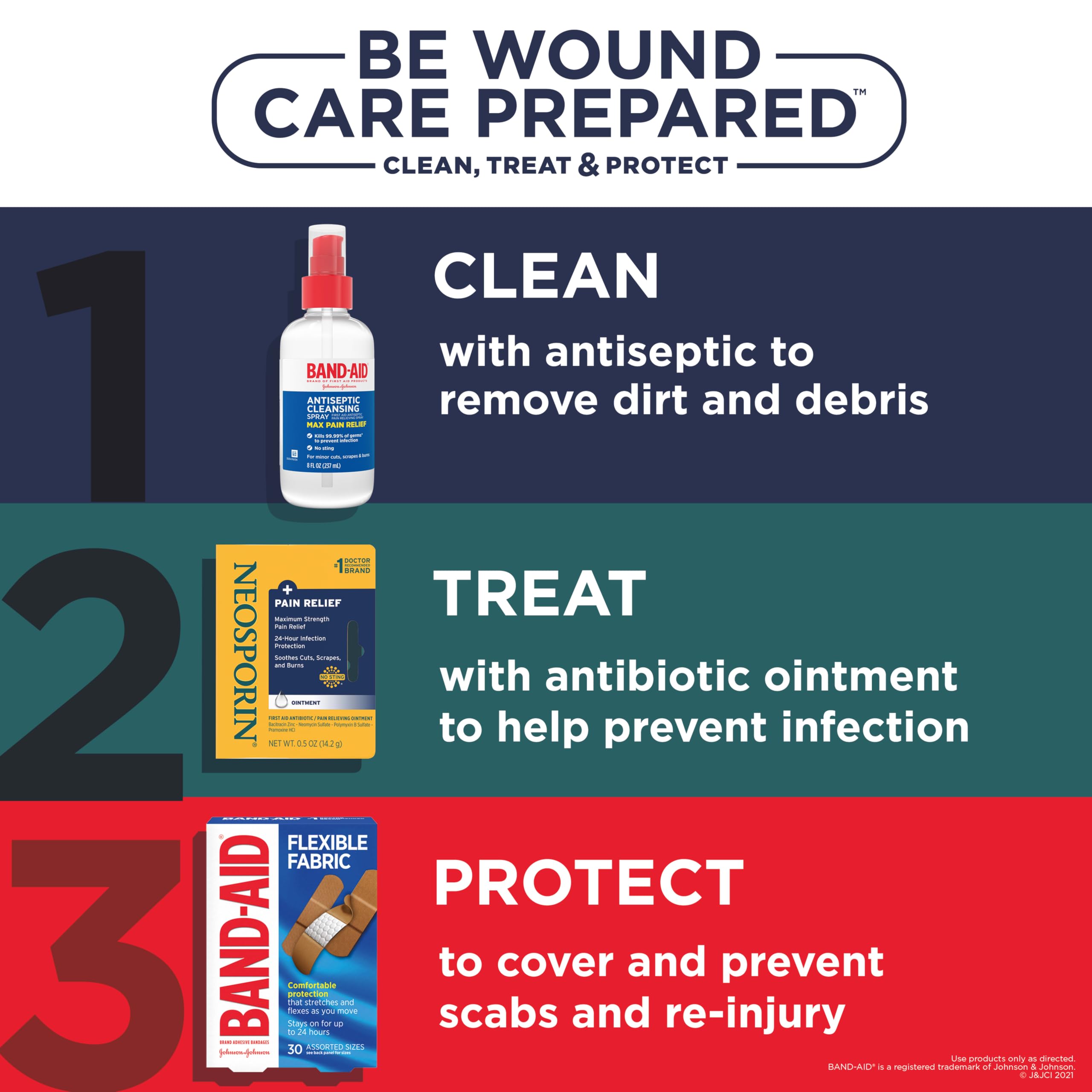 Band-Aid Brand Flexible Fabric Adhesive Bandages, Comfortable Flexible Protection & Wound Care of Minor Cuts & Scrapes, Quilt-Aid Technology to Cushion Painful Wounds, All One Size, 30 ct