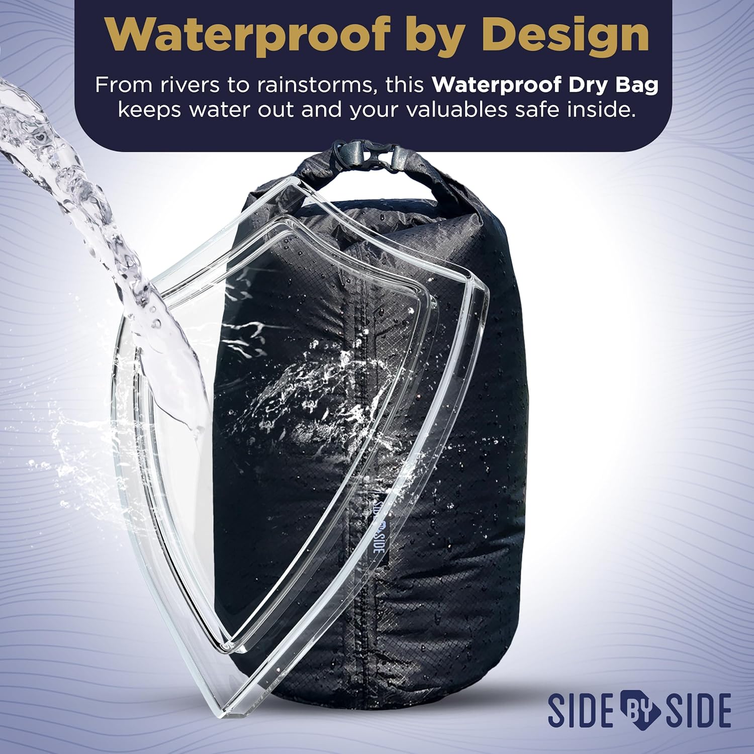 Skiennix Waterproof 10L Dry Bag - Lightweight, Durable Side Bag for Kayaking, Hiking & Camping | Black