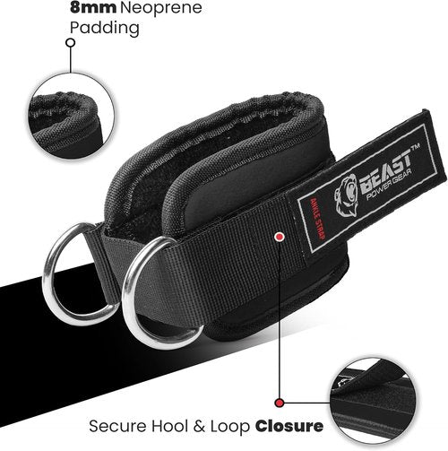 Beastpowergear Padded Ankle Strap - Adjustable for Cable Machines | Ideal for Glutes, Abs & Leg Workouts