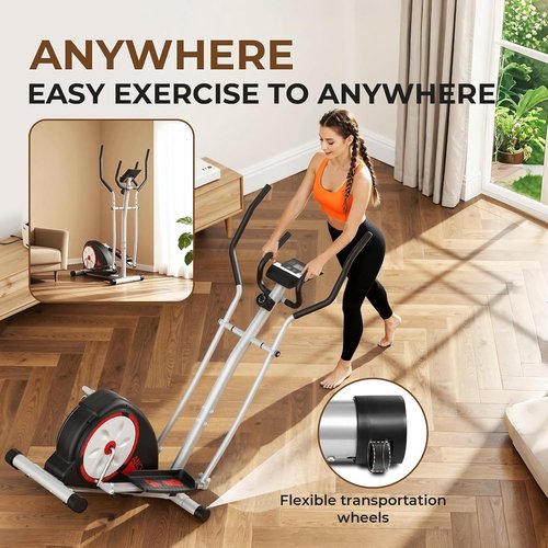 ANCHEER Elliptical Machine - Ultra-Quiet Magnetic Resistance with 15.5"-18" Stride | 350LB Capacity for Home Gym