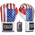 Genuine Leather Boxing Gloves – Special Edition USA Flag Design – Lace Up Training & Sparring Gloves – Muay Thai, Kickboxing & MMA – 14, 16 oz – Huracan Premium (US Flag, 14 oz)