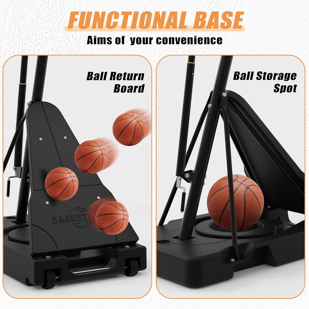 PIZZELLO Basketball Hoop - Adjustable 44/52 Inch Shatterproof Backboard | Portable for Kids & Adults