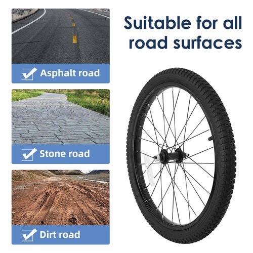Exceedhub 20 Inch Kids Bike Front Wheels Replacement with Solid Air Rubber Tire and Inner Tube, Bicycle Bike Wheels