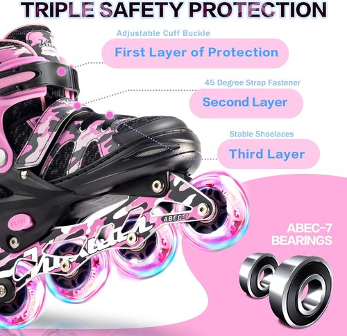 Kuxuan Adjustable Inline Skates - Light-Up Wheels for Kids & Youth | Fun & Colorful Design