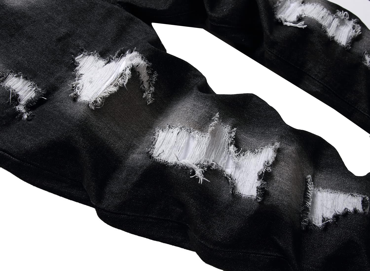 Skiennix Men’s Ripped Jeans - Slim Fit Straight Leg Denim Pants with Distressed Holes