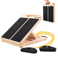 Wooden Slant Board for Calf Stretching, Adjustable Portable Incline Board with 10 - pound Pull Rope, Comes with Training Poster, 300 Lbs Weight Capacity for Leg, Knees and Ankle Stretching