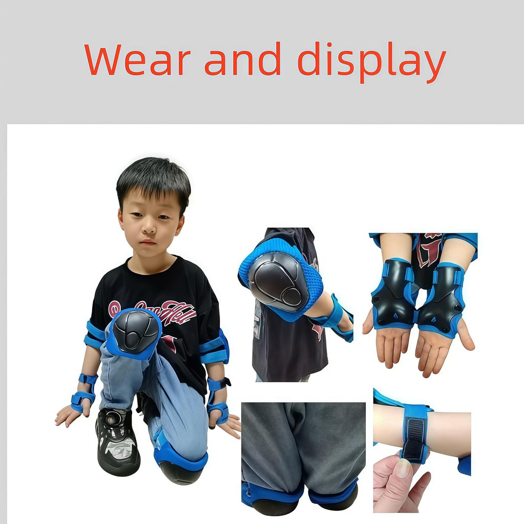 SHENMOREN Kids Protective Gear Set - Knee Pads, Elbow Pads & Wrist Guards for Ages 3-10 | Ideal for Skating, Cycling & Rollerblading