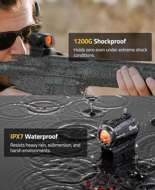 CVLIFE WildHawk K01 Motion Awake Red Dot Sight, 2 MOA Red Dot Scope with 10 Brightness 8DL&2NV,1x20mm Compact Optics with Absolute Co-Witness Mount for 21mm Picatinny, 50,000H Runtime IPX7 Waterproof