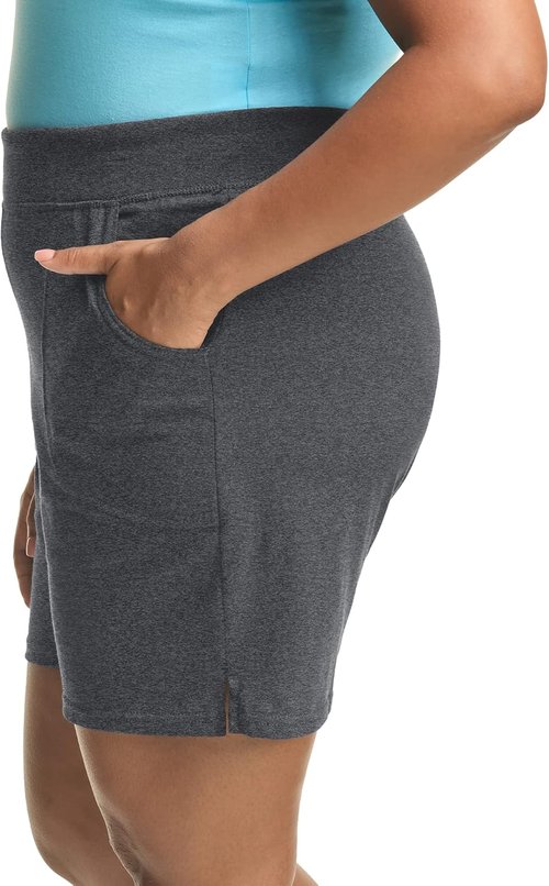 Just My Size Plus Size Cotton Jersey Shorts - Comfortable Pull-On Gym Shorts | 7-Inch Inseam