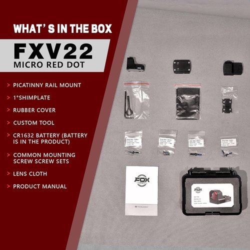 Foxarmy FXV22 Micro Red/Green Dot Sight - 3MOA Compact Reflex Optic for Shield RMSc/K Pistols | IPX7 Waterproof