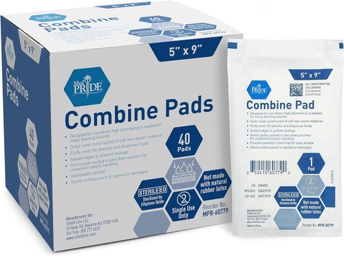 Med Pride ABD Pads - High Absorbency Sterile Wound Dressings | 5 x 9 Inch, 40 Count, Latex Free