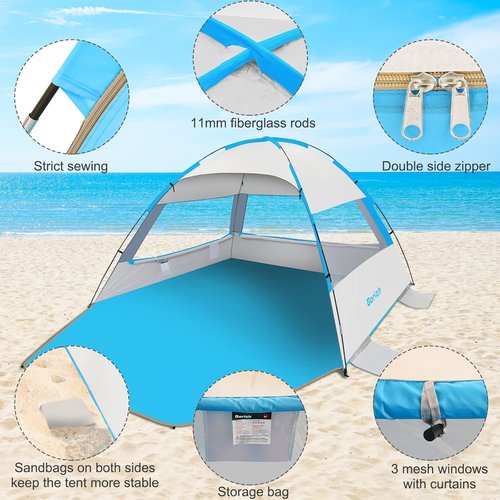 Gorich Beach Tent - Portable Sun Shelter for 3-10 People | UPF 50+ UV Protection & Easy Setup