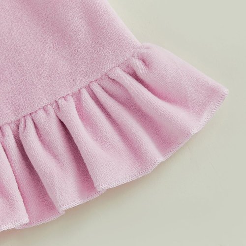Multitrust Toddler Girls Terry Swim Cover-Up - Ruffled Hooded Bathing Suit | Zip-Up, Elastic Waist