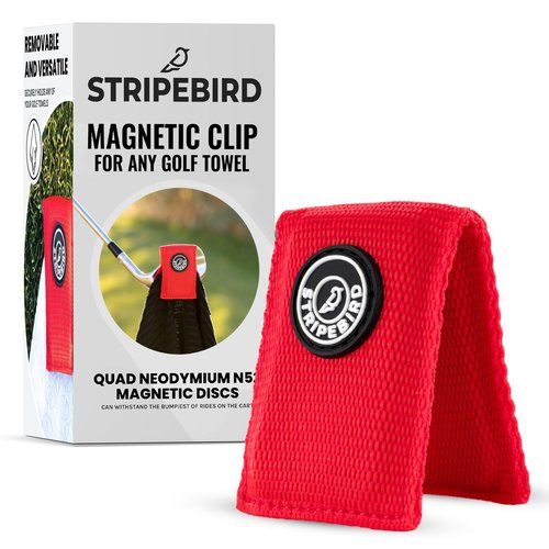 Stripebird - Magnetic Clip for Any Towel (Red) - Highest Strength Magnet for Magnetic Golf Towel - Removable from Towels - Magnet Golf Towel - Magnetic Golf Towels for Men
