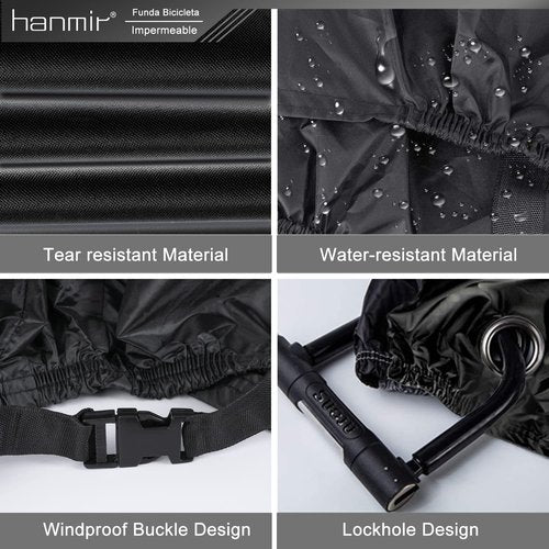 Bike Cover, Waterproof Outdoor Bicycle Cover with Lock Hole for Mountain Road Bikes