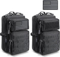 Skiennix Tactical EDC Pouch - 2 Pack Utility Phone Holder for Duty Belt, Backpack, Vest | Includes 2 US Flag Patches