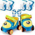 VioraWhite Toddler Roller Skates with Safe Lock Mode Protective Gear Set, Adjustable Kids Quad Roller Skates for Girls Boys Age 2-6 Beginner Skating Shoes(Blue,Space)
