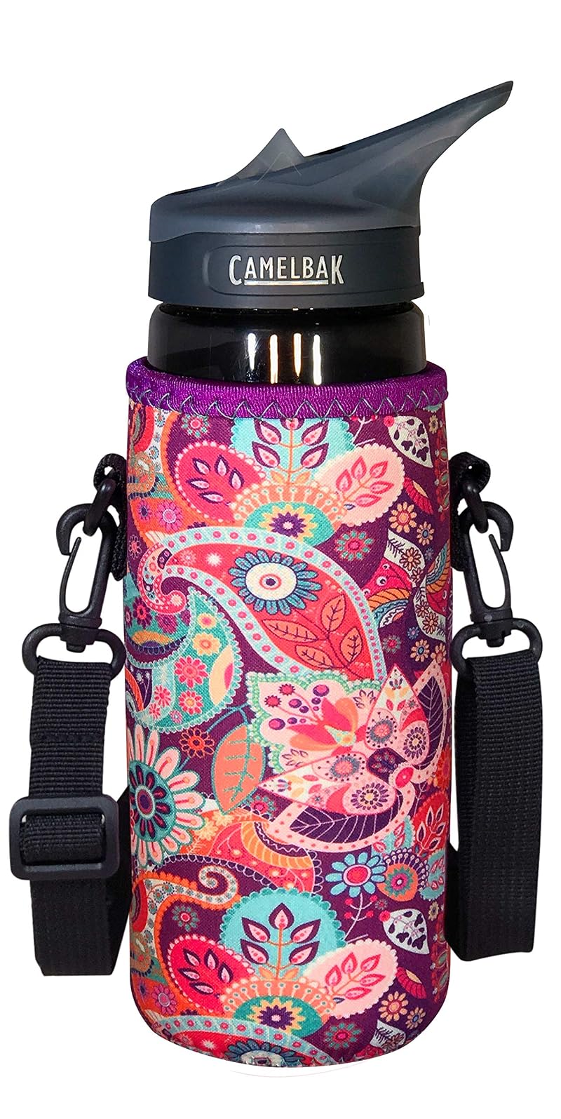 Paisley Koverz Water Bottle Carrier with Shoulder Strap - 24-30 oz (Variation: Paisley w/Strap+Large 24-30 oz)