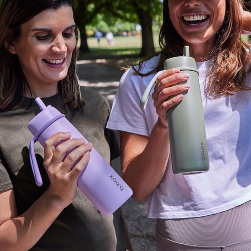 b.box Insulated Water Bottle - 23oz Flip Top Lid, 44 Hours Cold, Leak Proof, BPA Free - Lilac Love