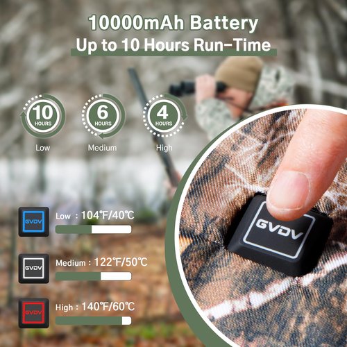 GVDV Heated Hand Warmer Pouch for Hunting Fishing, Hand Muff Included 10000mAh Battery, Ideal for Winter Outdoor Lovers, Camo