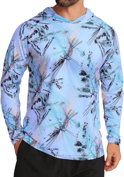 iCKER Men's UPF 50+ Sun Protection Hoodie - Long Sleeve UV Rash Guard for Fishing, Hiking & Running
