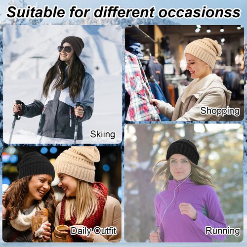 4 Pack Winter Hats for Women Men, Slouchy Beanies Hats Caps Knit Chunky Winter Beanie Hats Cute Skull Cap