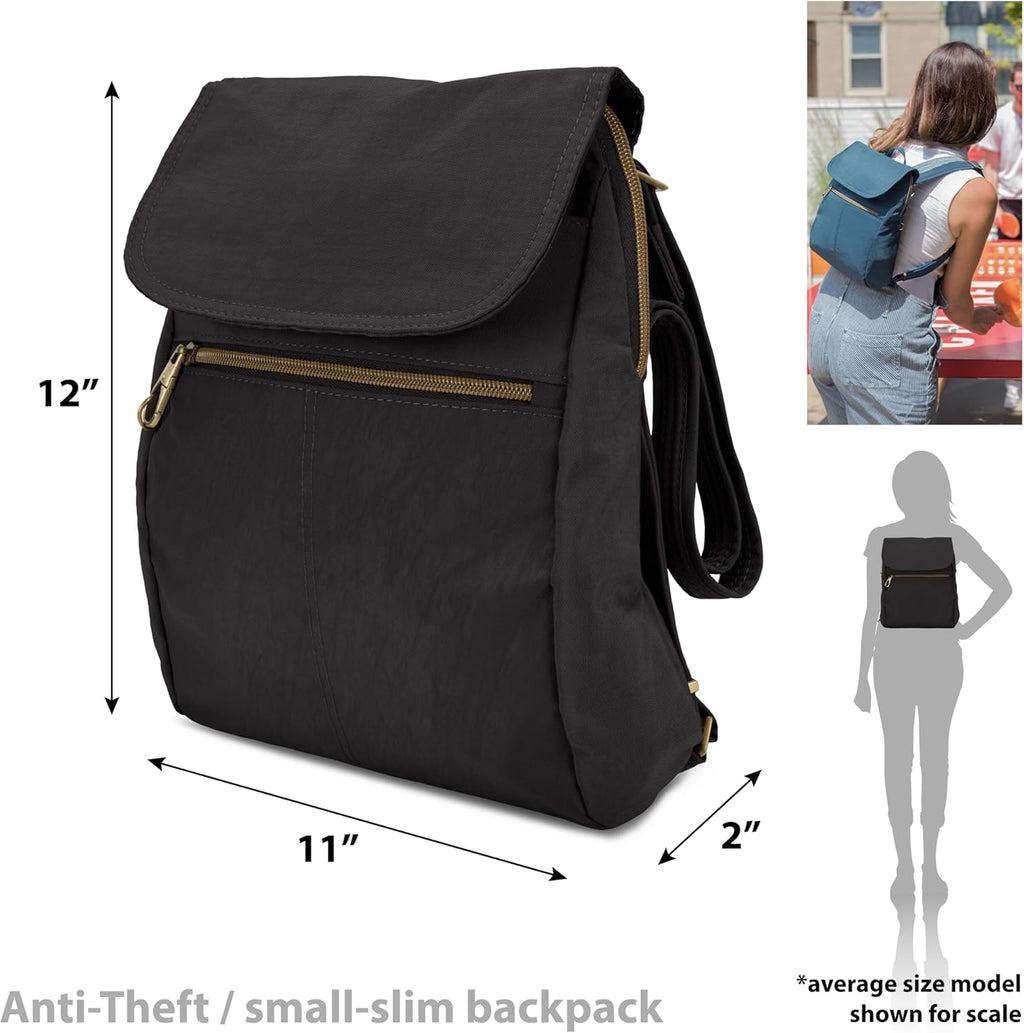 Travelon Anti-Theft Slim Backpack - Stylish, Secure Design for Travel | Lightweight & Compact