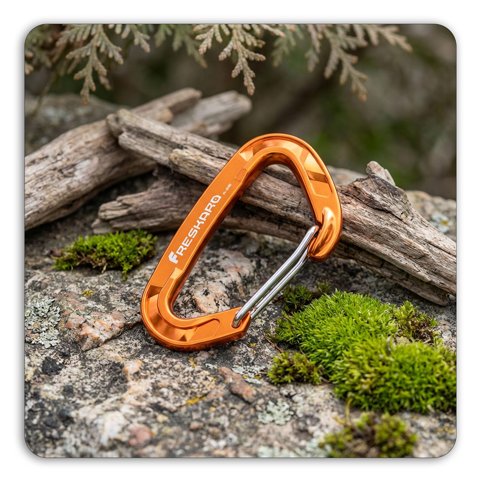 FresKaro Wire gate Carabiner Clips, 15kN WireGate Caribeener Heavy Duty, Caribeaner Spring Snap Hooks, D Ring, Strong, Lightweight, 4Pack for Keychain, Key, Gym, Outdoor Camping, Medium Size, Orange