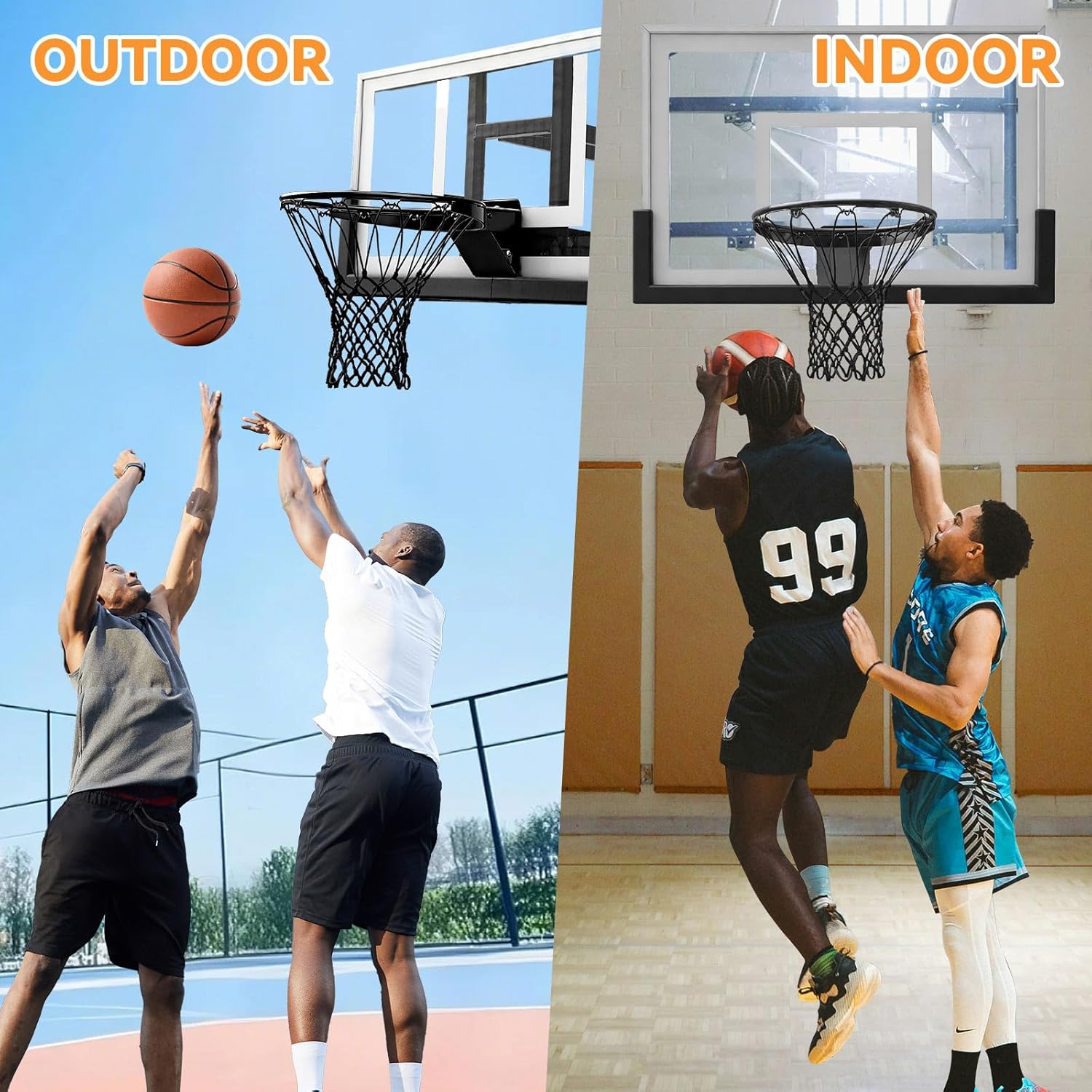 Skiennix Heavy Duty Basketball Net Replacement - All Weather Nylon with 12 Loops | Fits Standard Rims