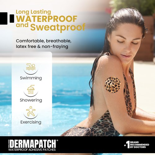 DermaPatch Adhesive Patch – 25 PCS Waterproof Overpatch Covers for CGM Sensors (Libre, Dexcom G6/G7, Stelo, Guardian, Enlite) – Ultra-Thin, No-Glue Center, Long-Fixation, Pre-Cut Paper (Color: Animal)