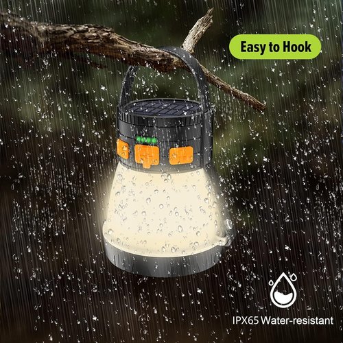 2 Pack LED Camping Lantern, 1500 Lumens Camping Lantern Rechargeable with Solar Panel Charging, Waterproof, 8 Light Modes, 7500mAh Power Bank, Camping Flashlight for Hurricane Emergency, Outdoor