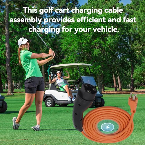 Golf Cart Charger Power Cord, Fits for Evolution ICON EV Golf Carts, 120V 3 Pin Charge Cable Assembly Replace 2.04.0620