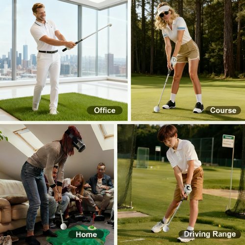 Objuni Retractable Golf Swing Trainer with Click Stick - Right-Handed Golf Grip Trainer & Swing Training Aid for Rhythm and Tempo Practice