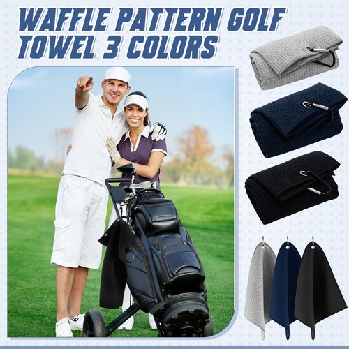 Hahafelt 6 Pack Large Golf Towels Set with Clip, 24 x 16, 12 x 12 Portable Microfiber Fabric Waffle Cleaning Pattern Golf Towel for Bag, Club Accessories for Men, Removing Sand, Mud, Dirt